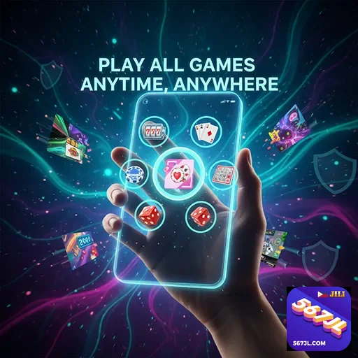 Mobile app interface showcasing fun games and social features - 567jl